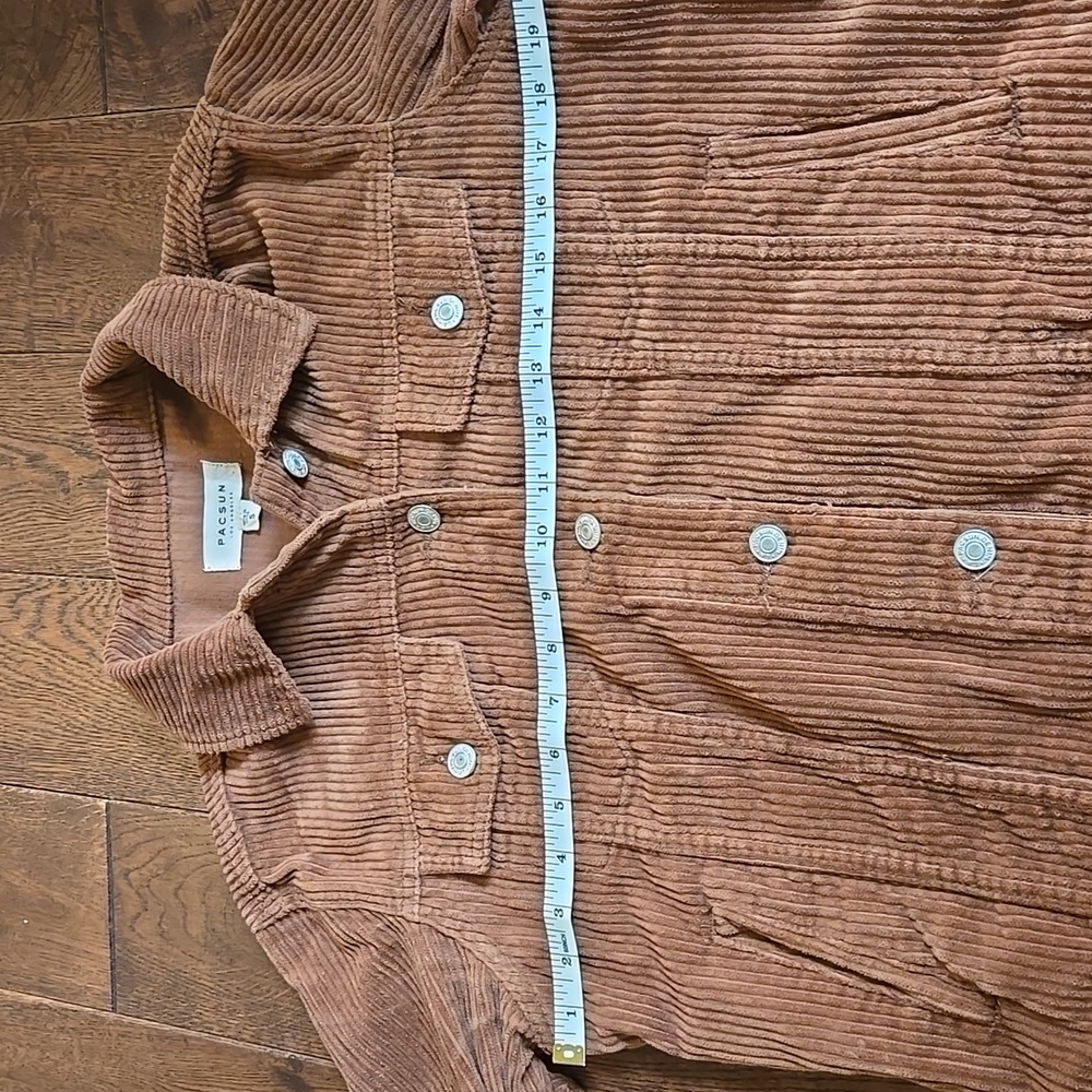 PACSUN Los Angeles Wide Wale Corduroy Jean Jacket Rust Brown Womens S EUC - Picture 8 of 9